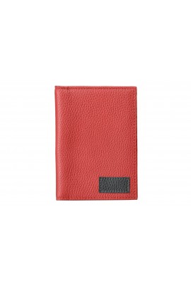 LEATHER PASSPORT BAG Red