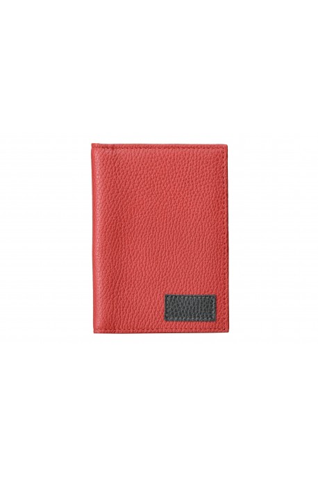 LEATHER PASSPORT BAG Red