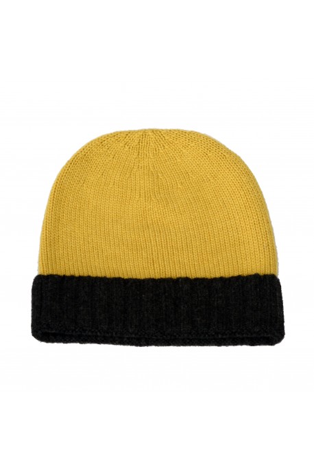 PURE CASHMERE TWO-COLOURED HAT Dark Yellow