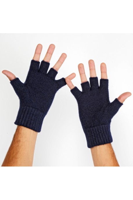 PURE CASHMERE GLOVES Blue Navy