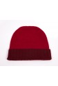 CAPPELLO IN PURO CASHMERE ROSSO CON RISVOLTA BORDEAUX