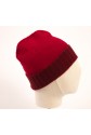 CAPPELLO IN PURO CASHMERE ROSSO CON RISVOLTA BORDEAUX
