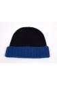 PURE CASHMERE TWO-COLOURED BLUE BEANY