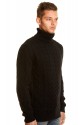 PURE CASHMERE BLACK TWIST TURTLENECK SWEATER