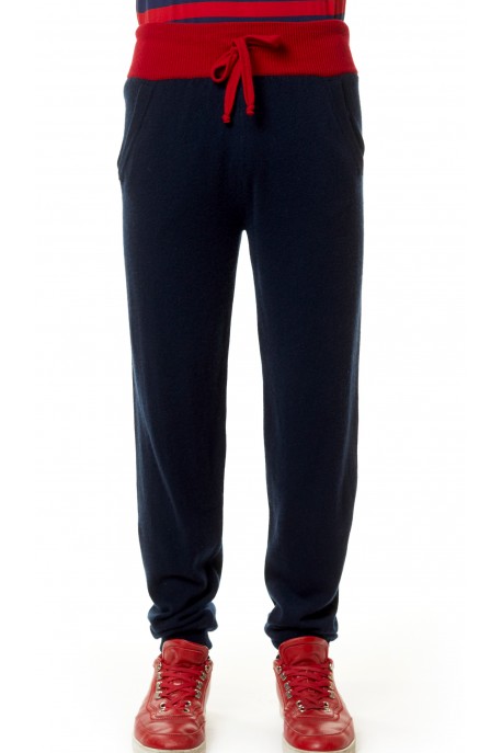 PANTALONE IN PURO CASHMERE BLUE NAVY