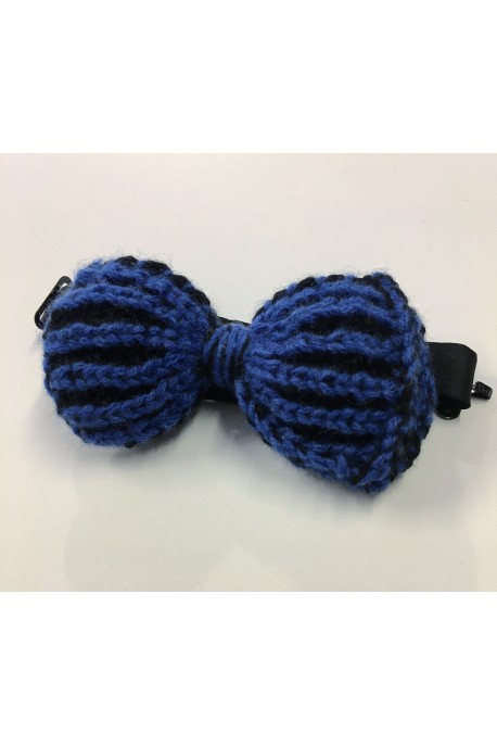 Pure Cashmere Bow Tie Blue&Black