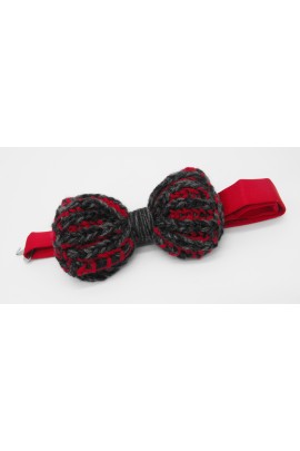 Pure Cashmere Red and Grey Bow Tie