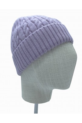 Lilac Color Cashmere Wool Knitted Beanie