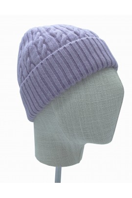 Lilac Color Cashmere Knitted Beanie